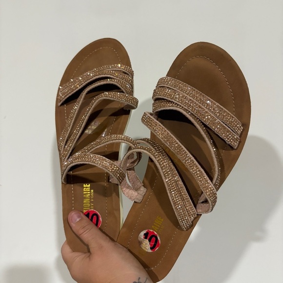 Ladies Cushionaire Rose Gold Strappy Sparkle Sandals Mules Size 10 - Picture 3 of 9